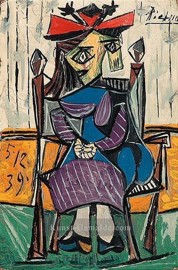 Frau Sitzen datiert 3 1962 Kubismus Pablo Picasso Ölgemälde